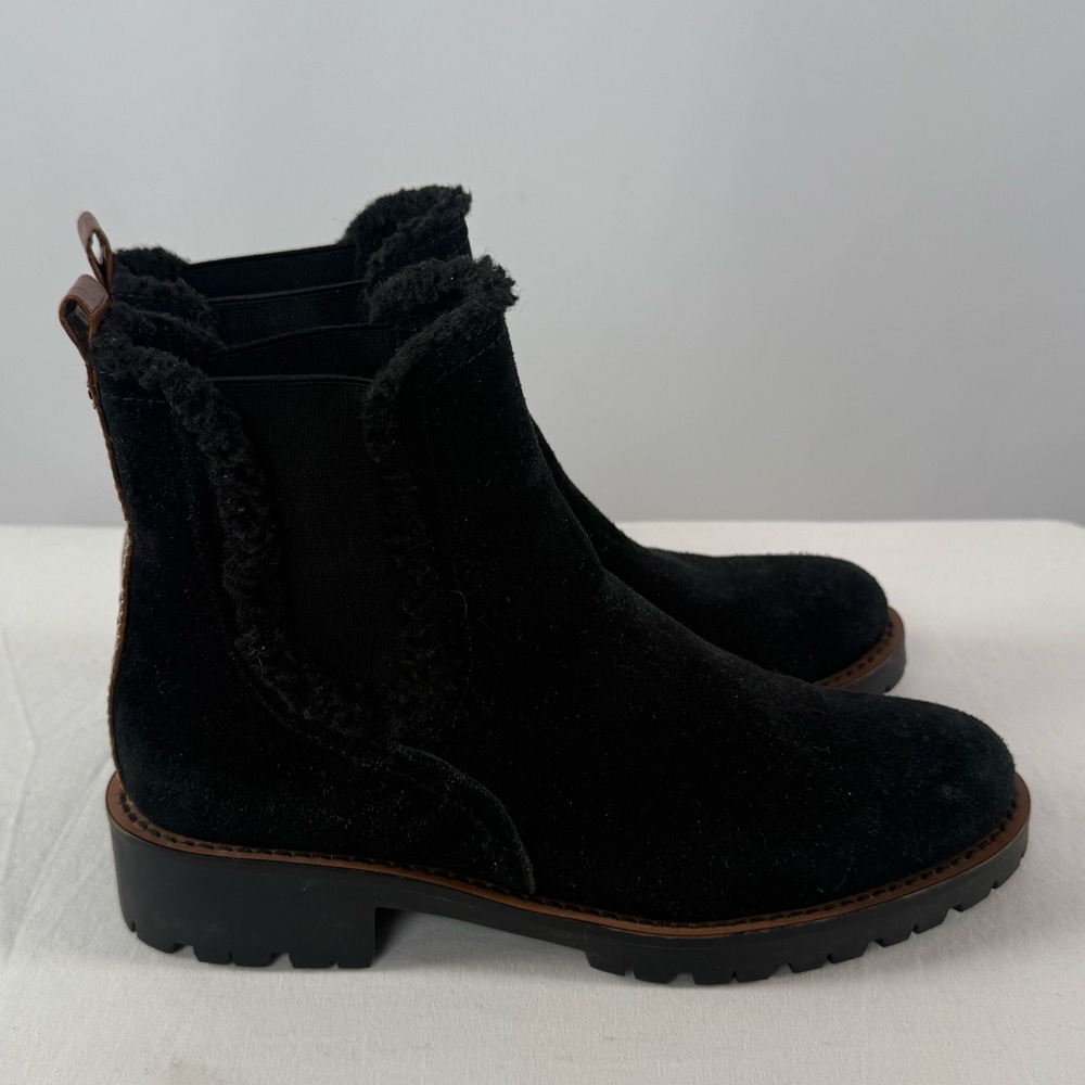 Sam Edelman Jaclyn Suede Sherpa Lined Chelsea Boot in Black Size 6 - Picture 5 of 9